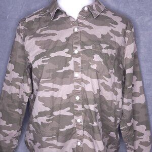 Camouflage Long Sleeve Button-Up Shirt Womens Large Universal Thread
